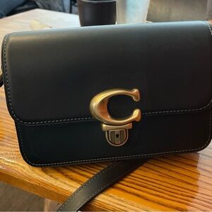 Coach Studio Black Crossbody Bag with Gold latch with key that locks
